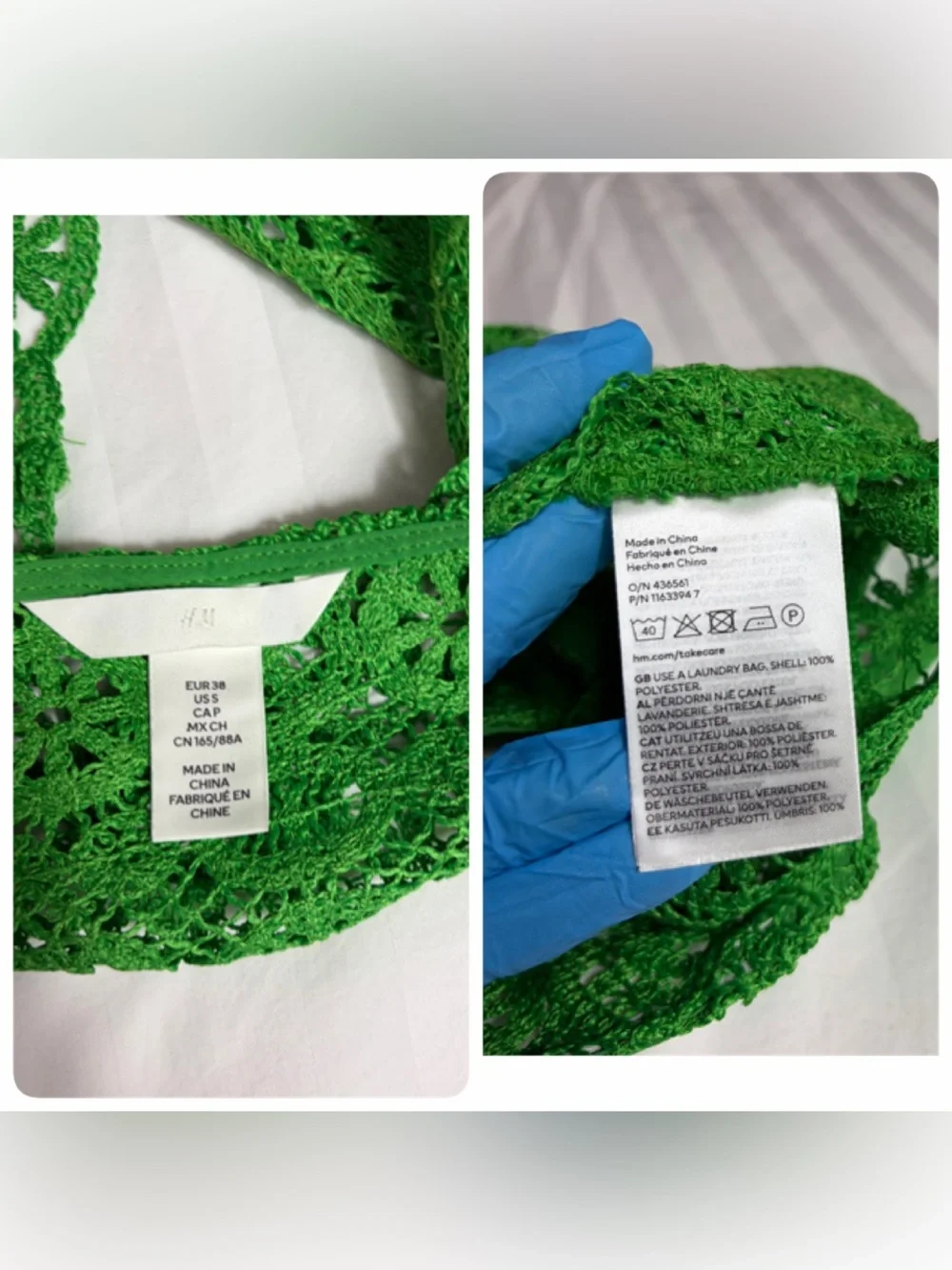 H&M green crochet